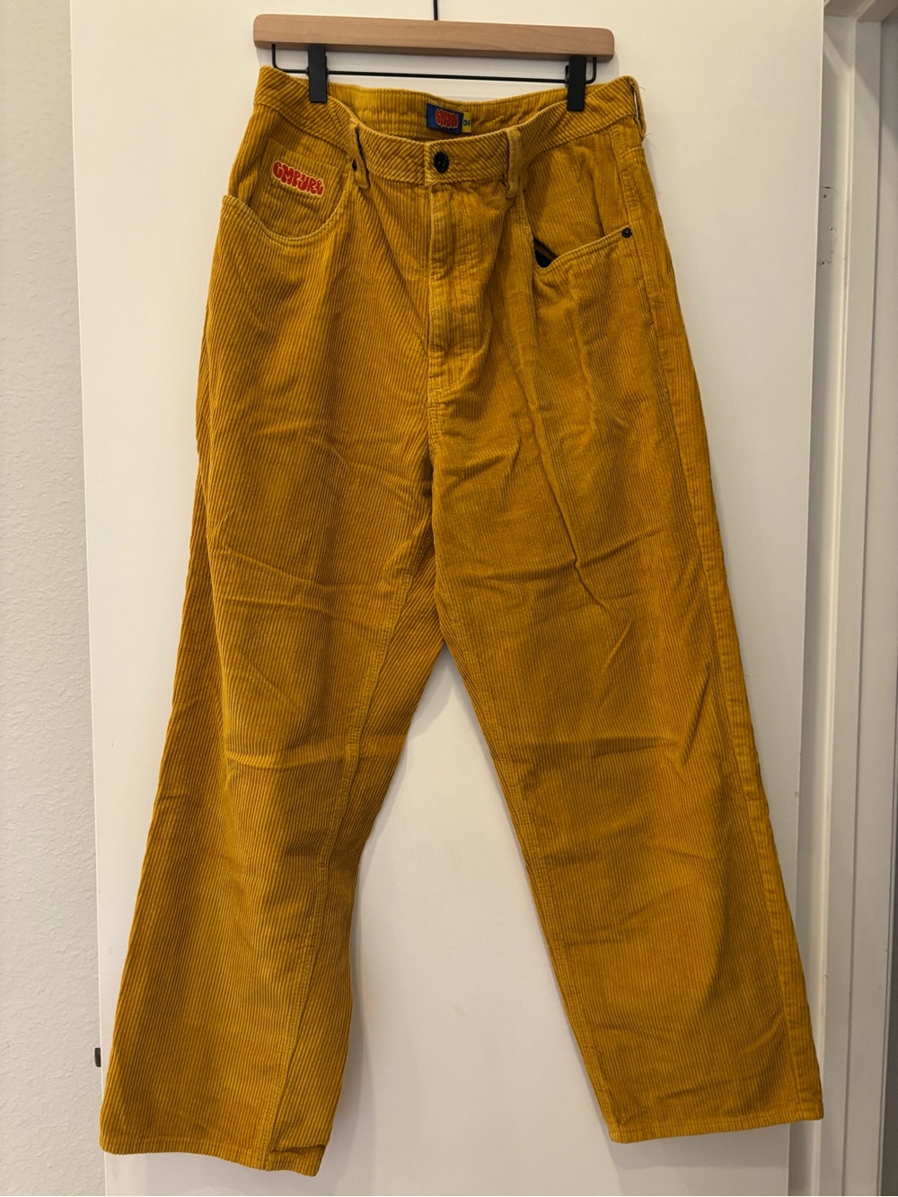 Empyre Relaxed wide-leg Mustard Yellow Corduroy Pants 90s Y2K Skater ultra baggy